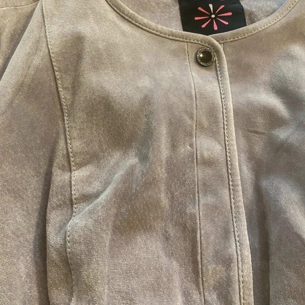 Women’s Gray Leather Suede Peplum Lined Jacket New Size M-L Pretty!